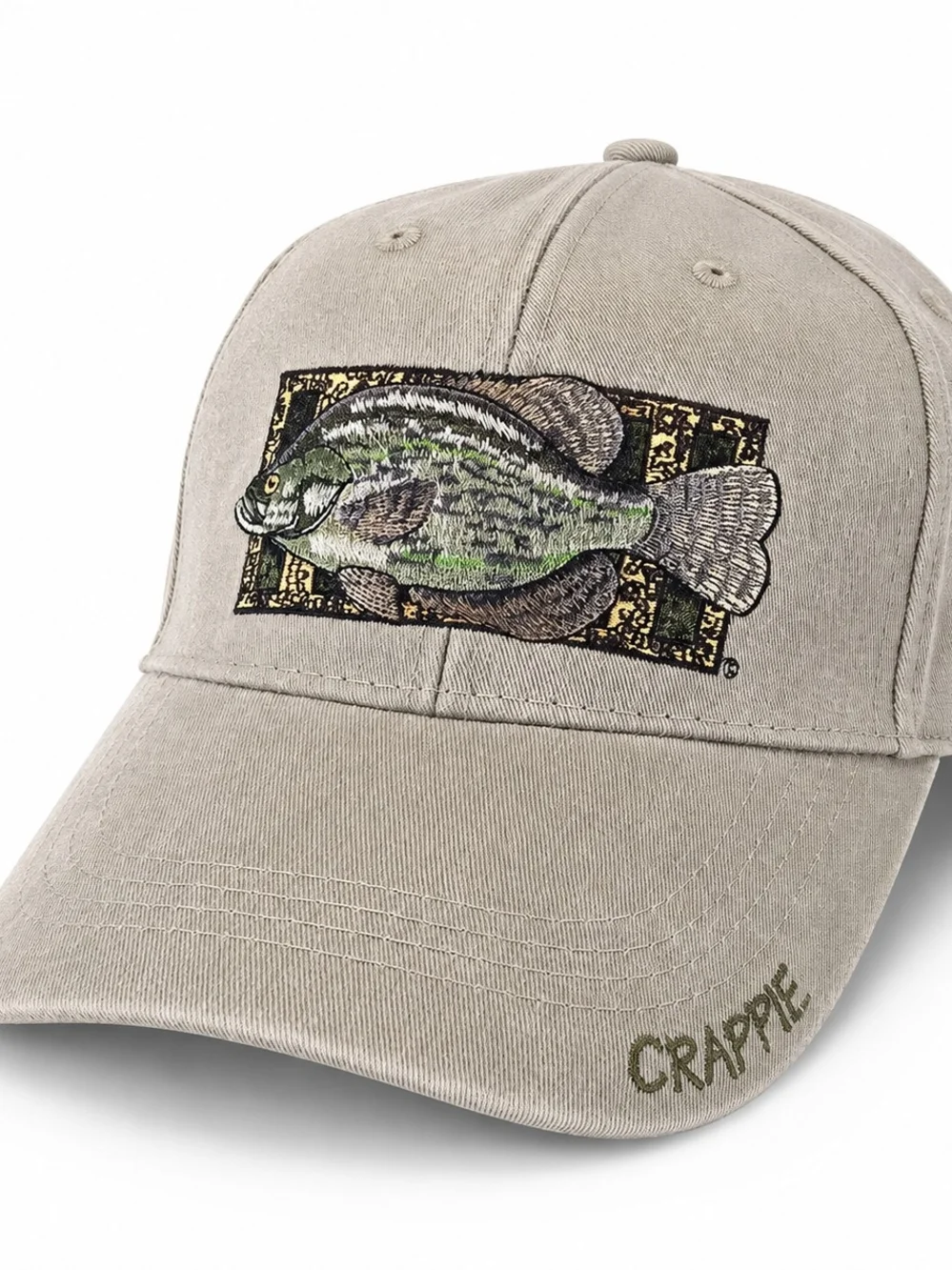Flying Fisherman Crappie Embroidered Fishing Hat Khaki NWT